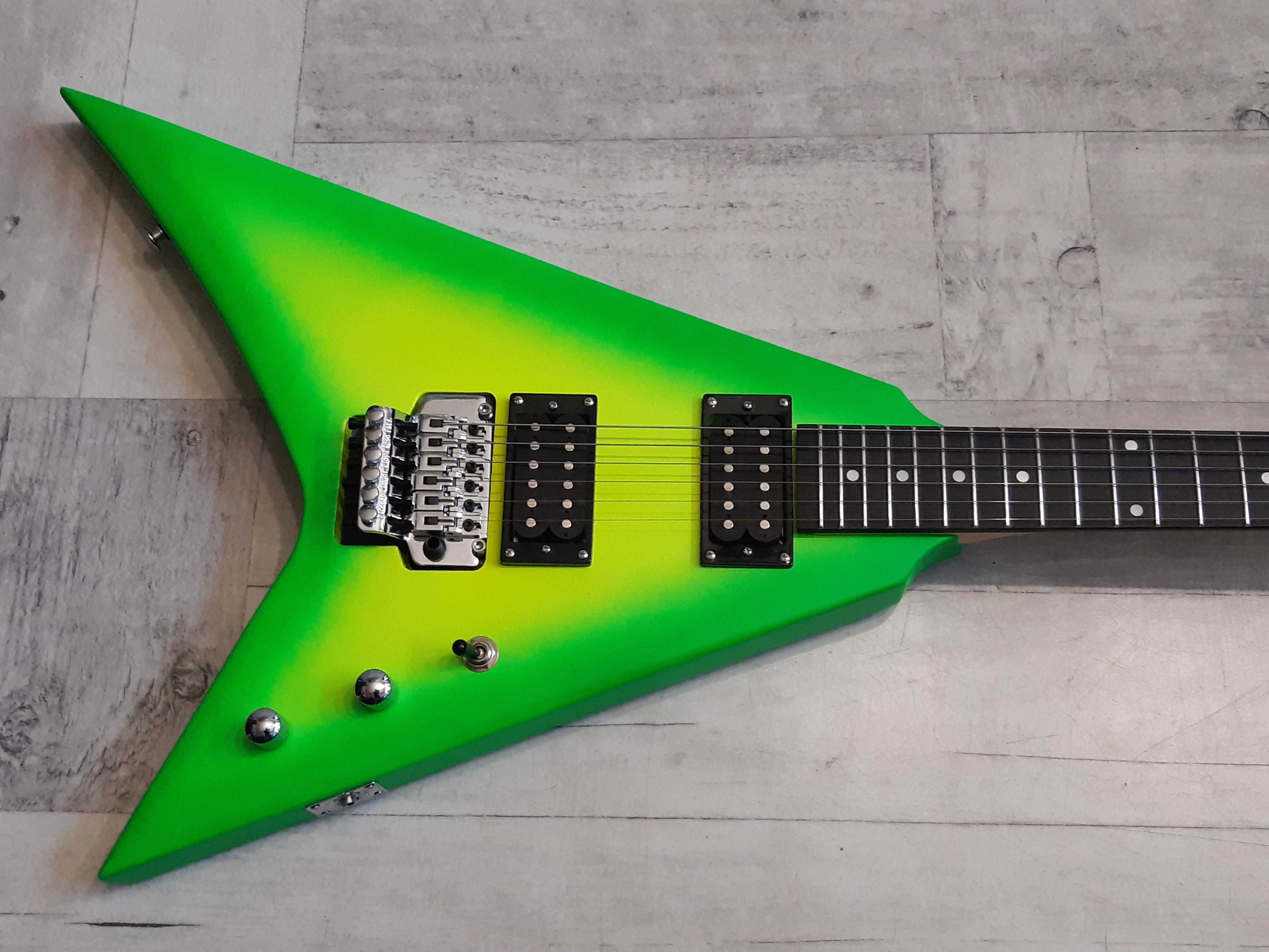 Gitara  do Metalu V-ka -yellow-green neon - wysyłka Gratis lub zamiana