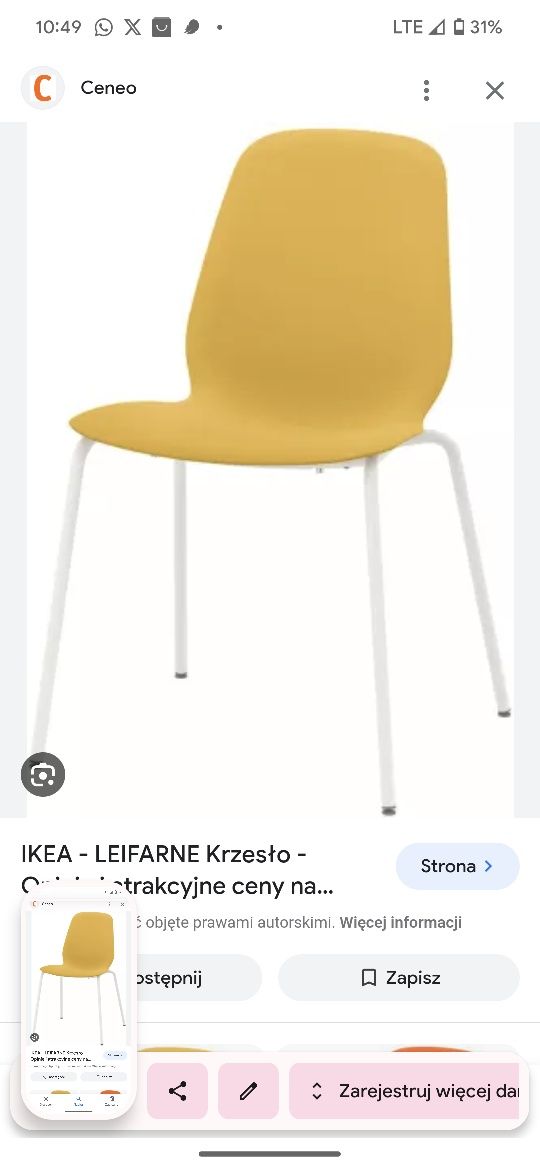 Krzesła leifarne żółte