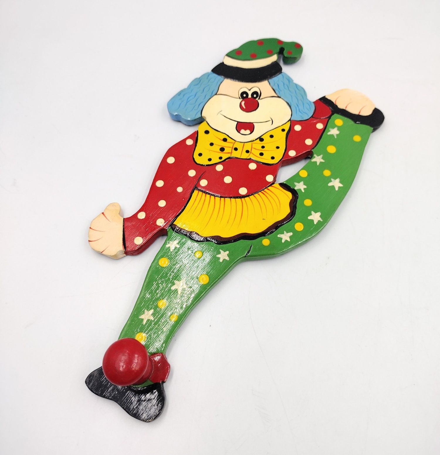 Wieszak dziecięcy DDR PRL 80te drewniany sklejka clown vintage design