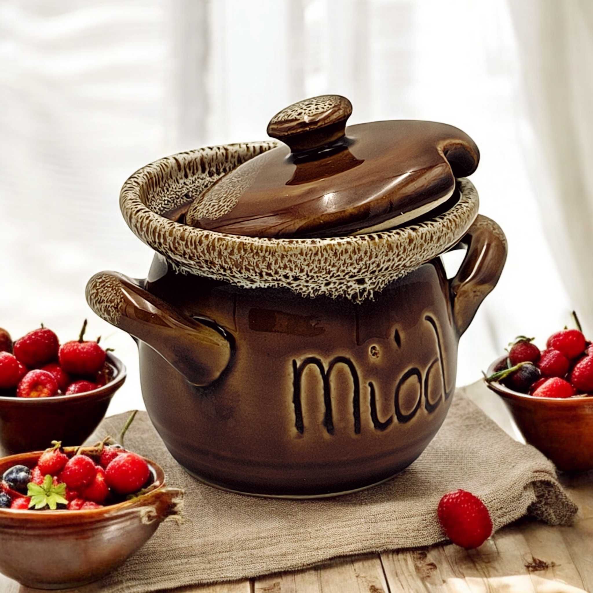 Gliniany Pojemnik na Miód 250 ml Ceramiczny Pojemnik Na Miód