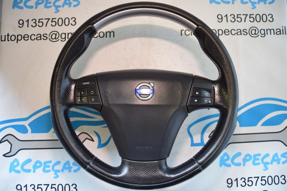 VOLANTE GUIADOR COMPLETO VOLVO C30 533 RDESIGN R-DESIGN R DESIGN PELE PERFURADA COMANDOS MULTIFUNÇÕES AIRBAG V50 V60