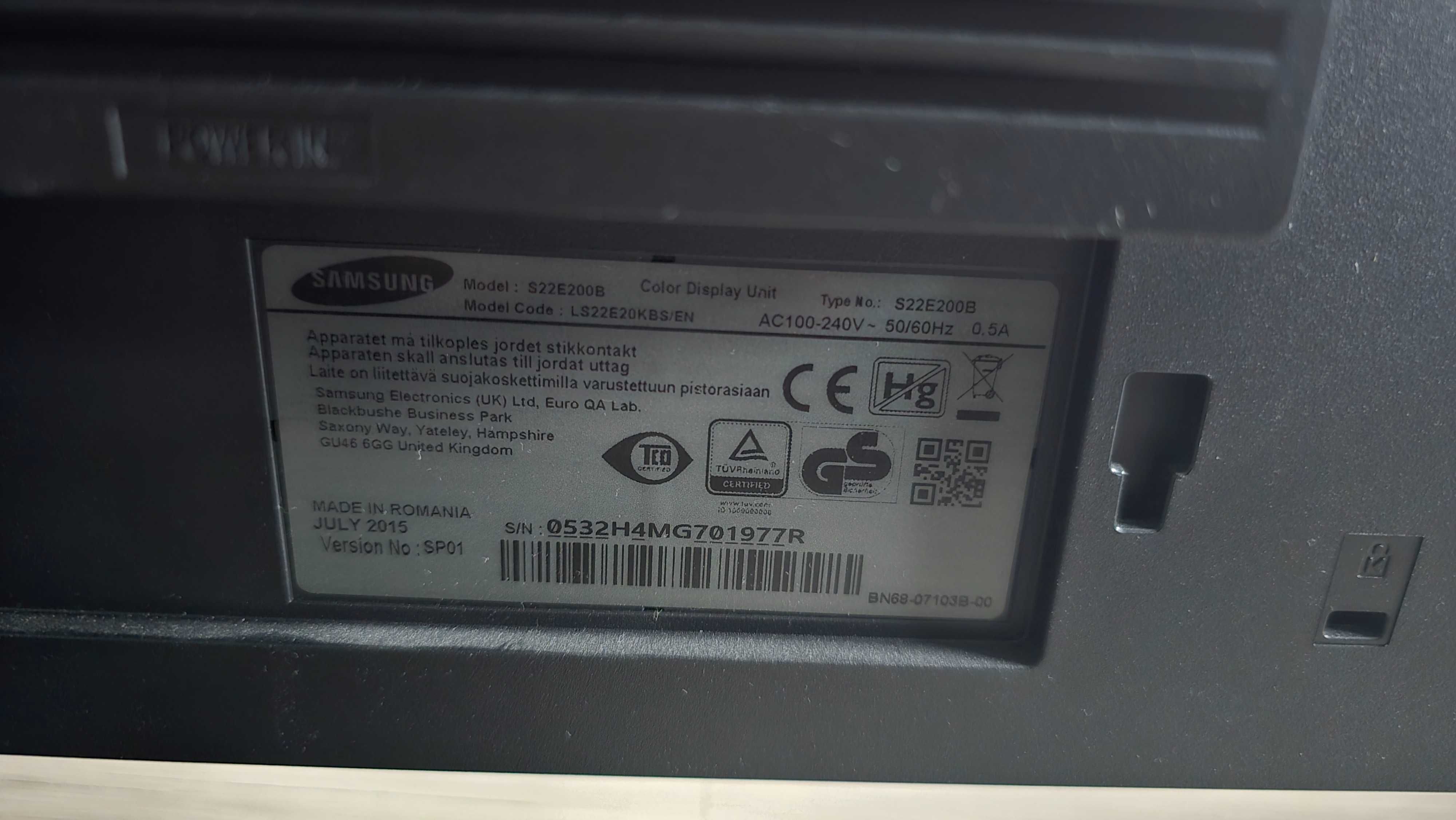 Monitor SAMSUNG 21,5" LED Full HD 5 ms 60 Hz S22E200B czarny