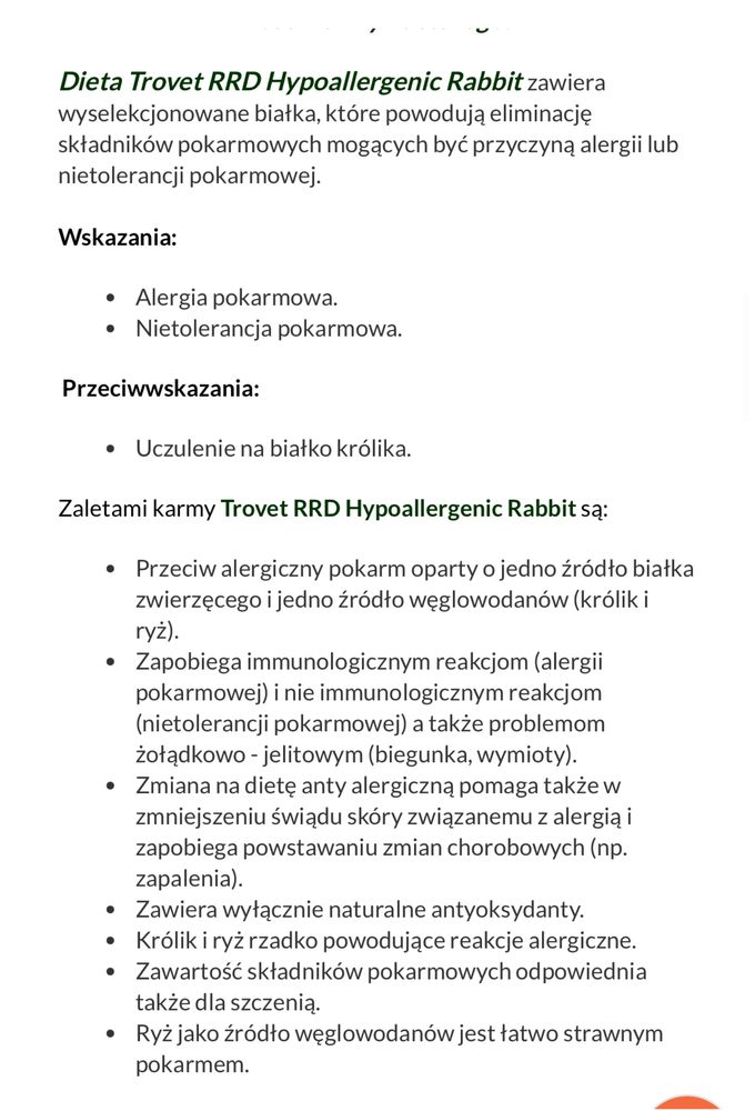 Karma Trovet królik rabbit hypoalergiczna dla psa świeża 1,8 kg