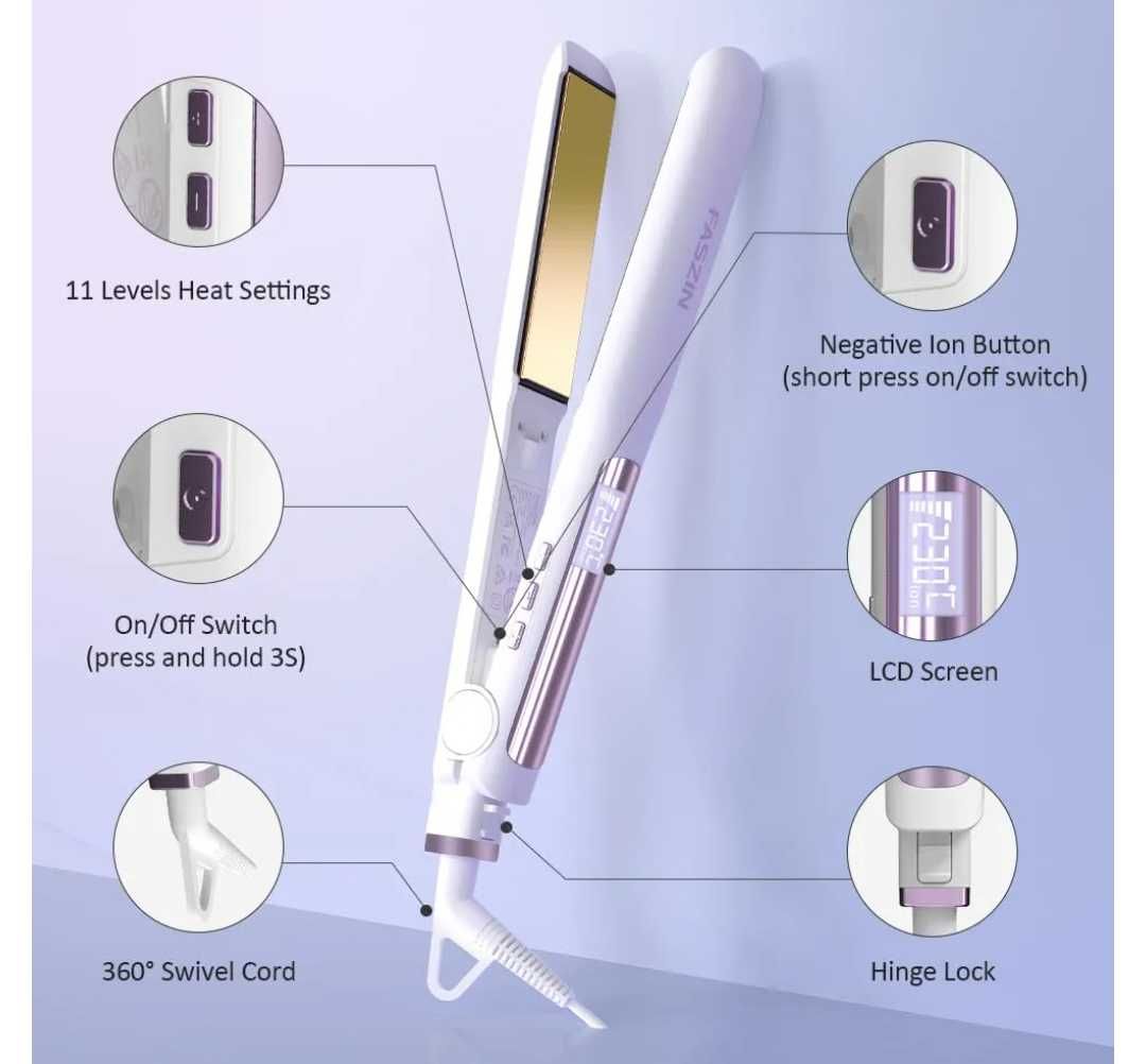 Prancha Profissional Faszin 230°C Titânio Aquecimento Rápido