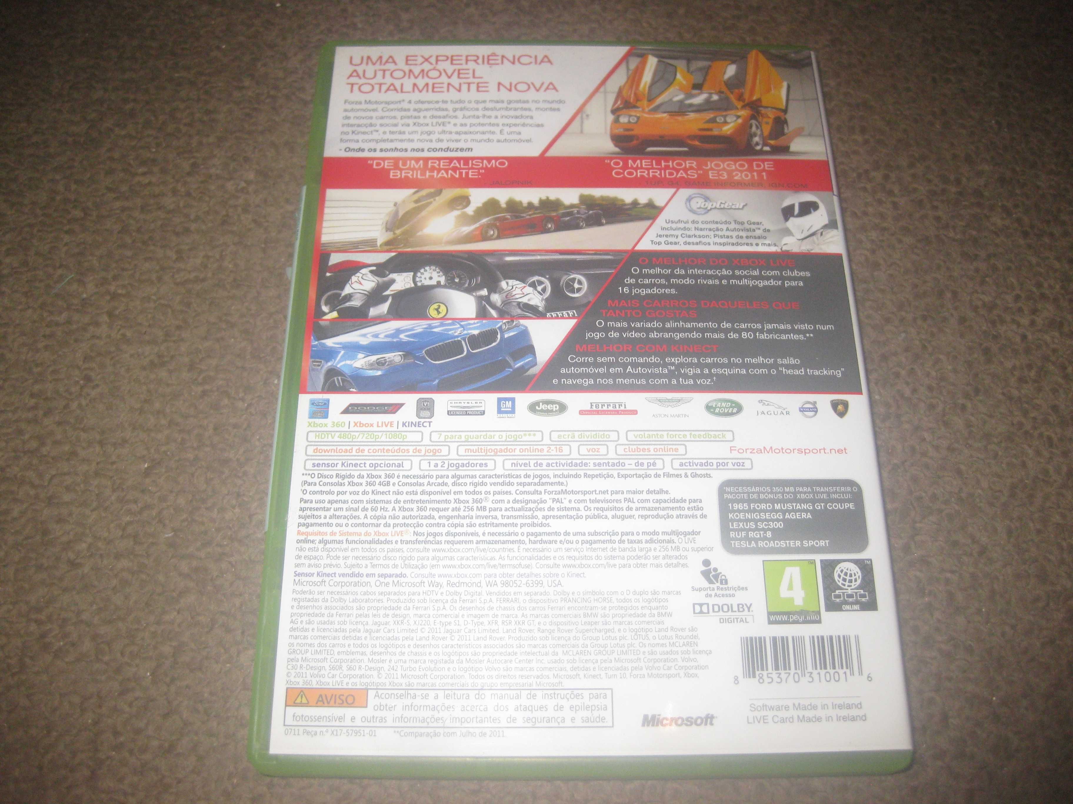 Jogo "Forza Motorsport 4" para a Xbox 360/Completo!
