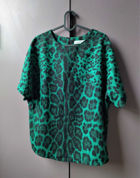 Bluzka oversize, zielona panterka, cętki, retro 80s, rock