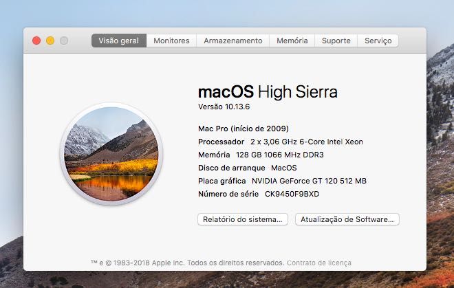 Mac Pro - Duplo CPU 3.06Ghz 12x Core - 128GB RAM - 4TB HDD + SSD240G