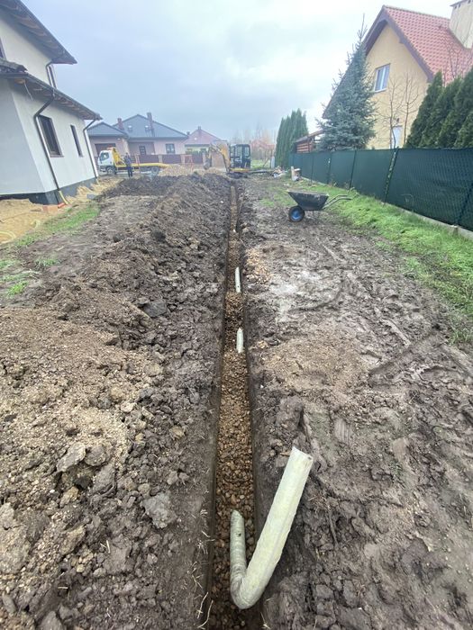 Drenaż budynku odprowadzenie wody rynien odwodnienie działki