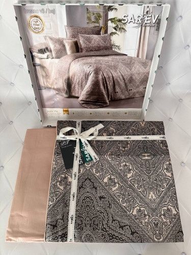 Постельное белье Sarev Brezno gri/bej  делюкссатин 300ТС евро[АКЦИЯ]