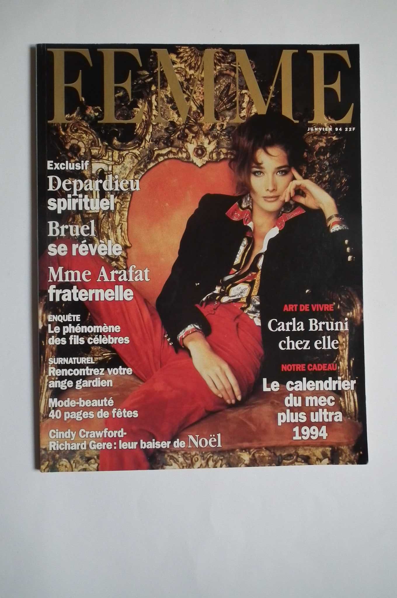 Revista Femme, no. 83, Janeiro 1994, capa Carla Bruni. Envio grátis