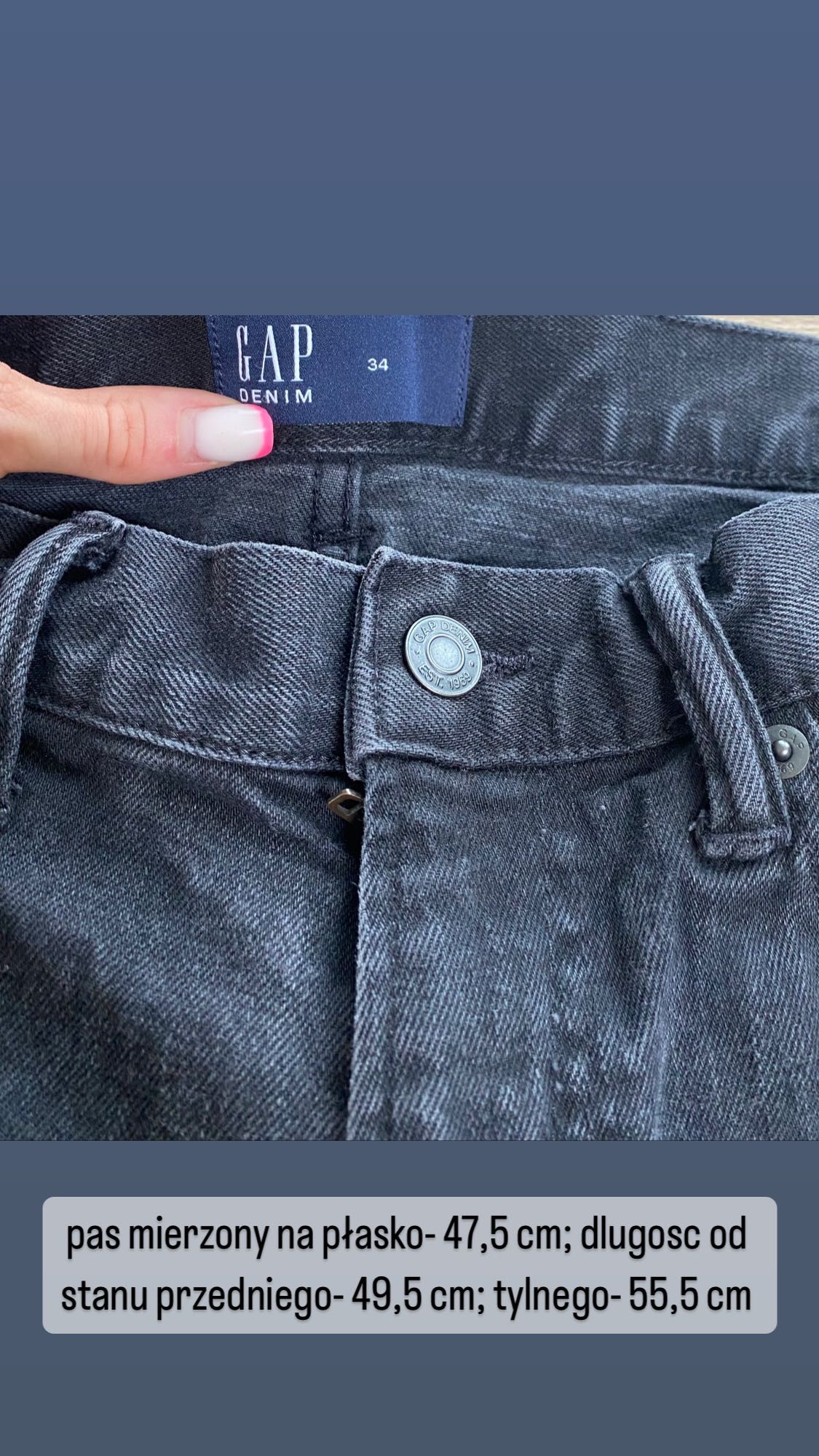 Spodenki szorty jeansowe GAP szare czarne szarpane W34 XL