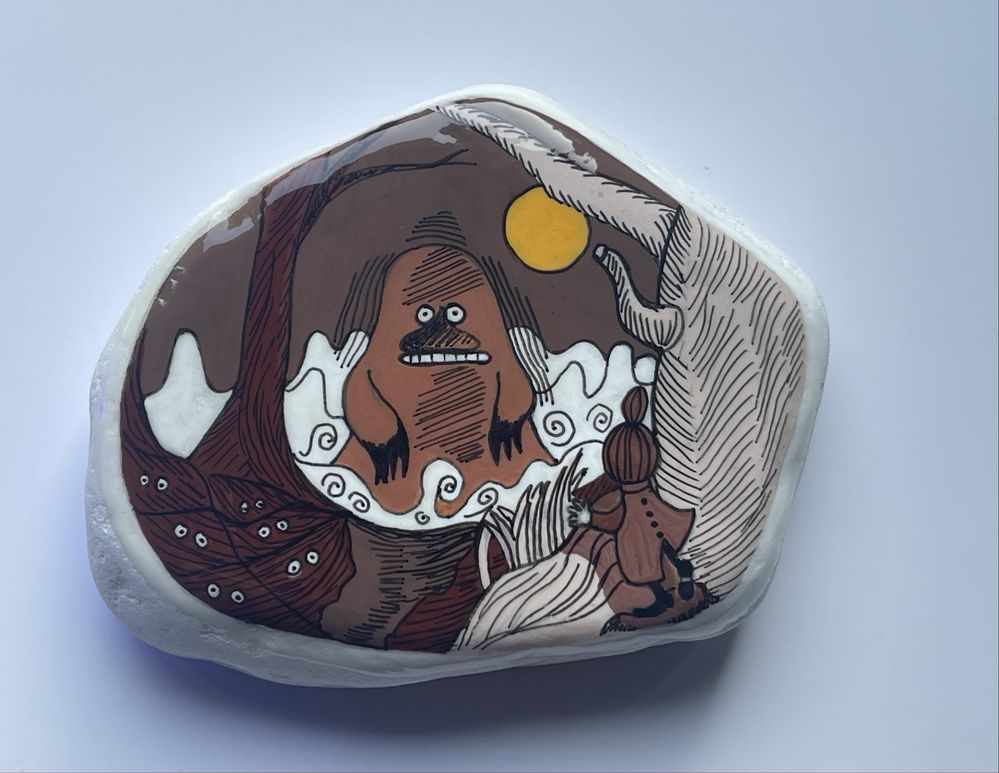 Buka, muminki, moomin, magnes na lodówkę, malowany kamień