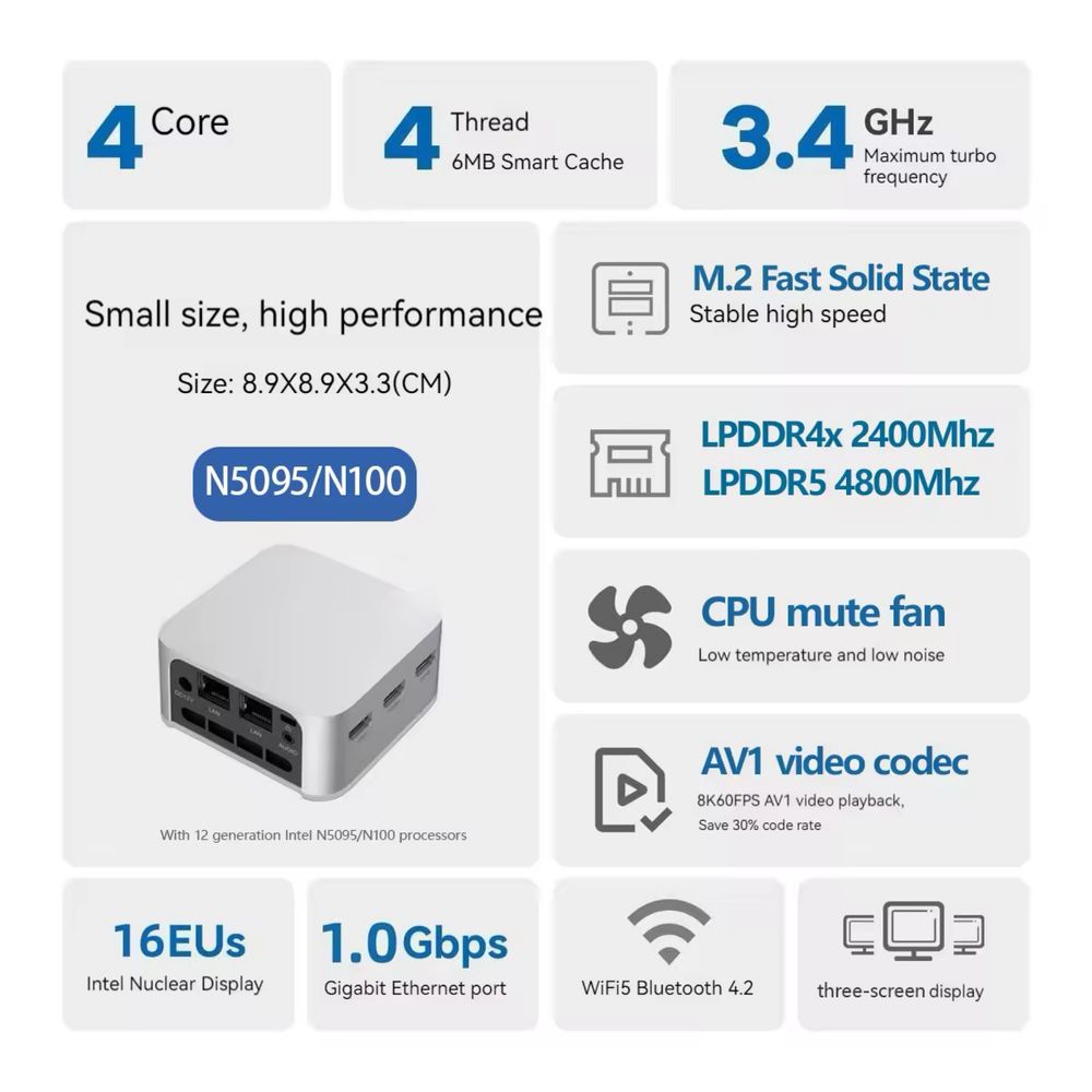 Mini PC Firebat T8 Plus intel N100 16 GB RAM 256 GB SSD