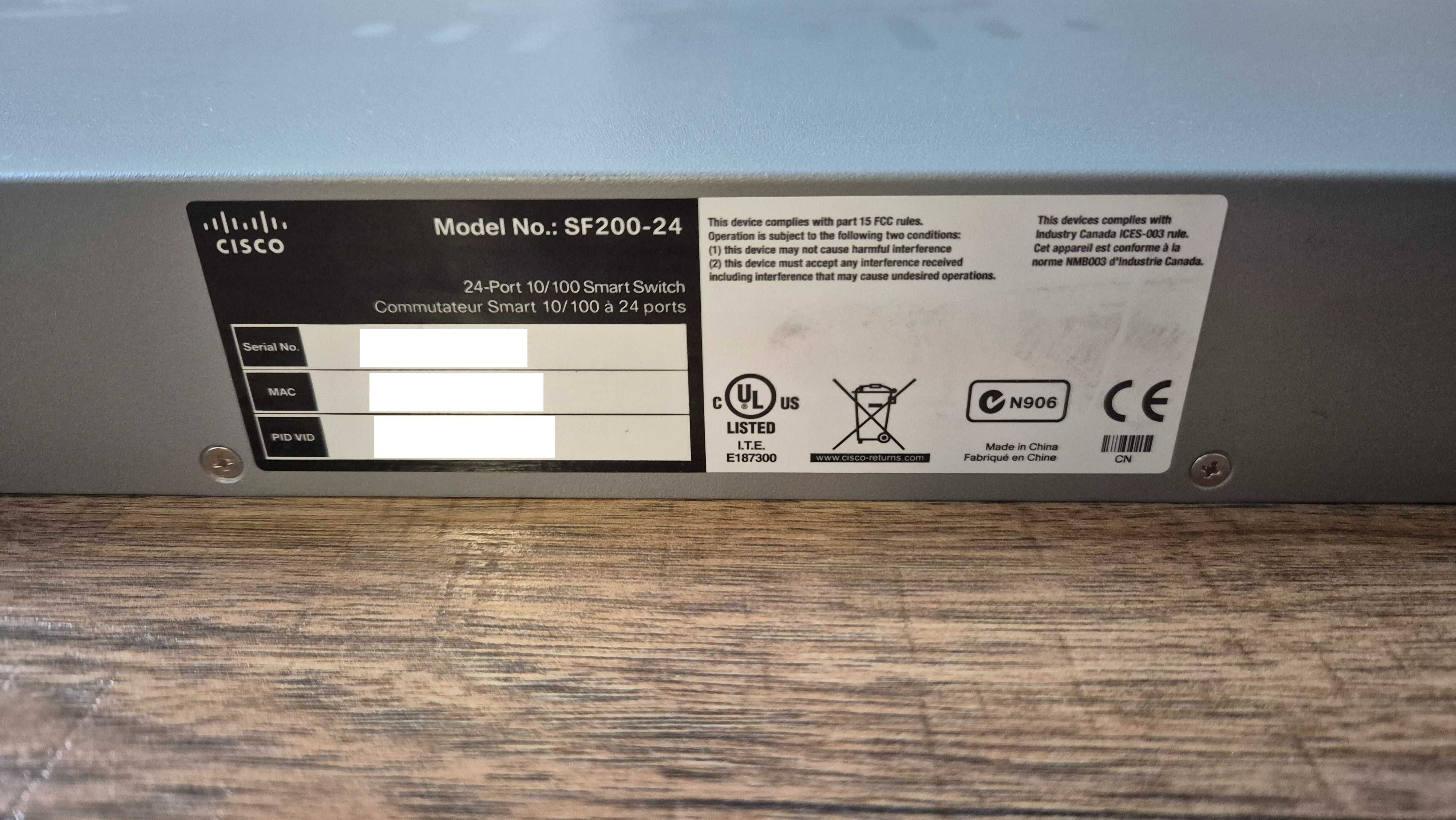 Cisco SF200-24 – 24-portowy Switch Fast Ethernet + 2x Combo Gigabit