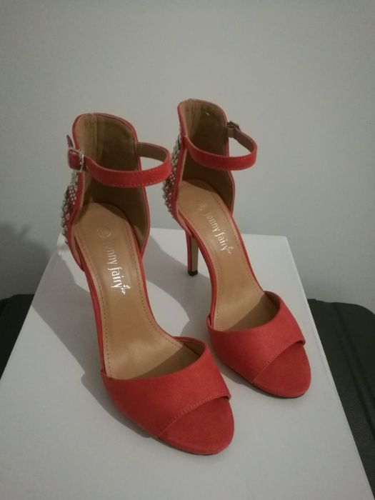 Sandałki Koralowe Pomarańczowe na wiosnę lato Rozmiar 36 dżety