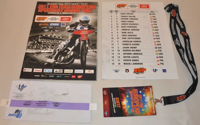 Program żużlowy Leszno SGP 2011 czysty 10 autografów + akredytacja