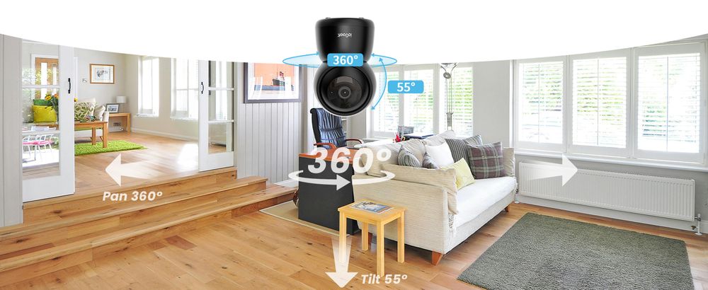 Kamera wewnętrzna ieGeek Niania 360°/55° 2.4GHz/5GHz WiFi Czarna QHD P