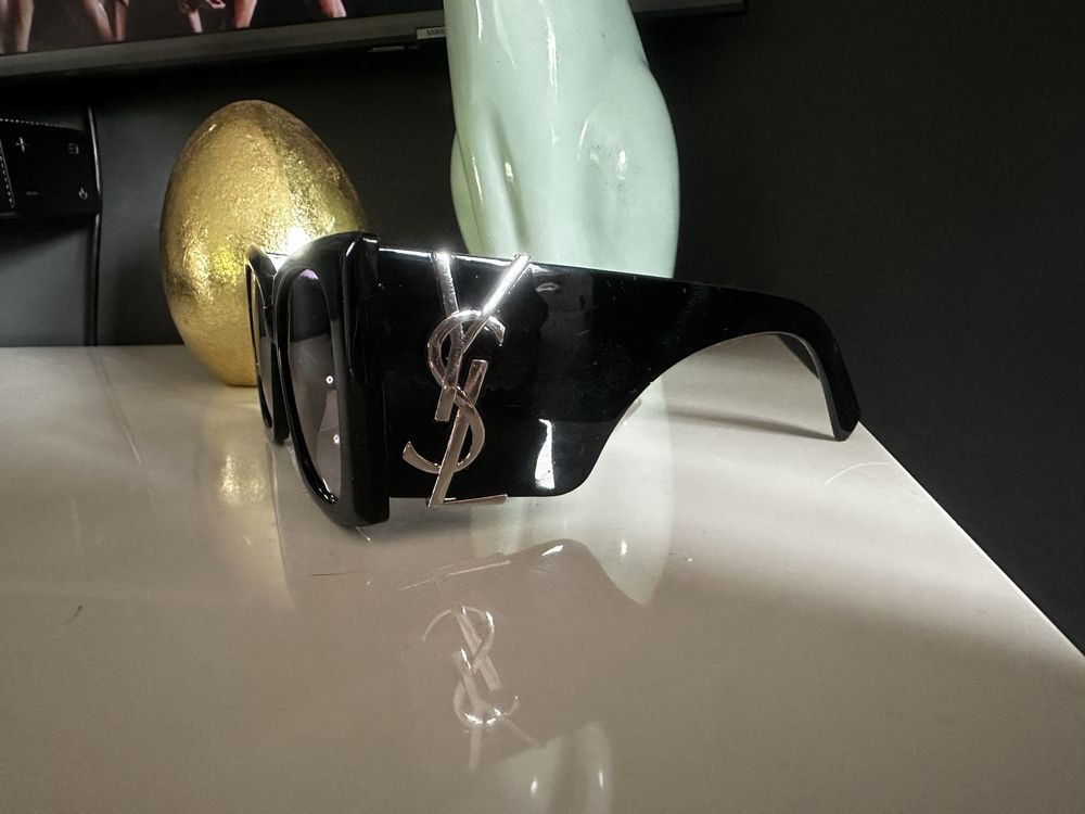 Nowe okulary YSL viral przeciwsłoneczne czarne srebrne gradient