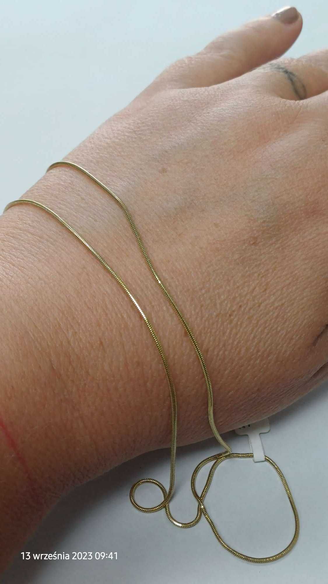 Złoty łańcuszek splot żmijka, złoto 585 długość 55cm