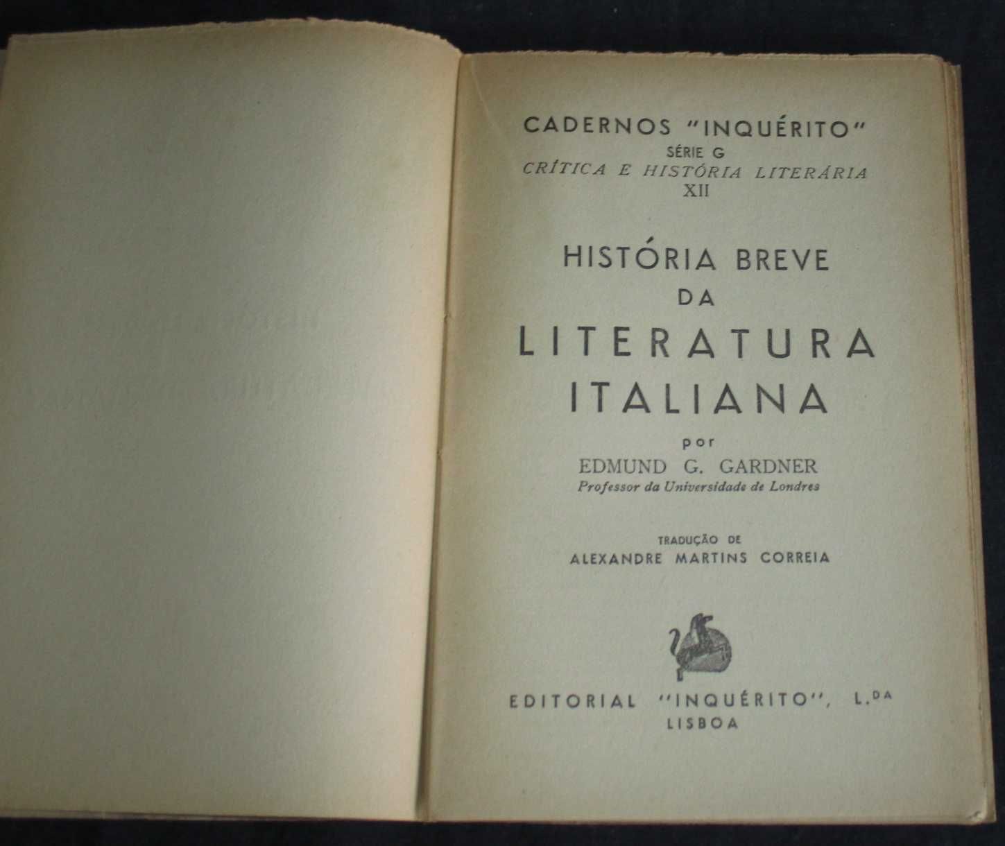 Livro História Breve da Literatura Italiana Edmund G. Gardner