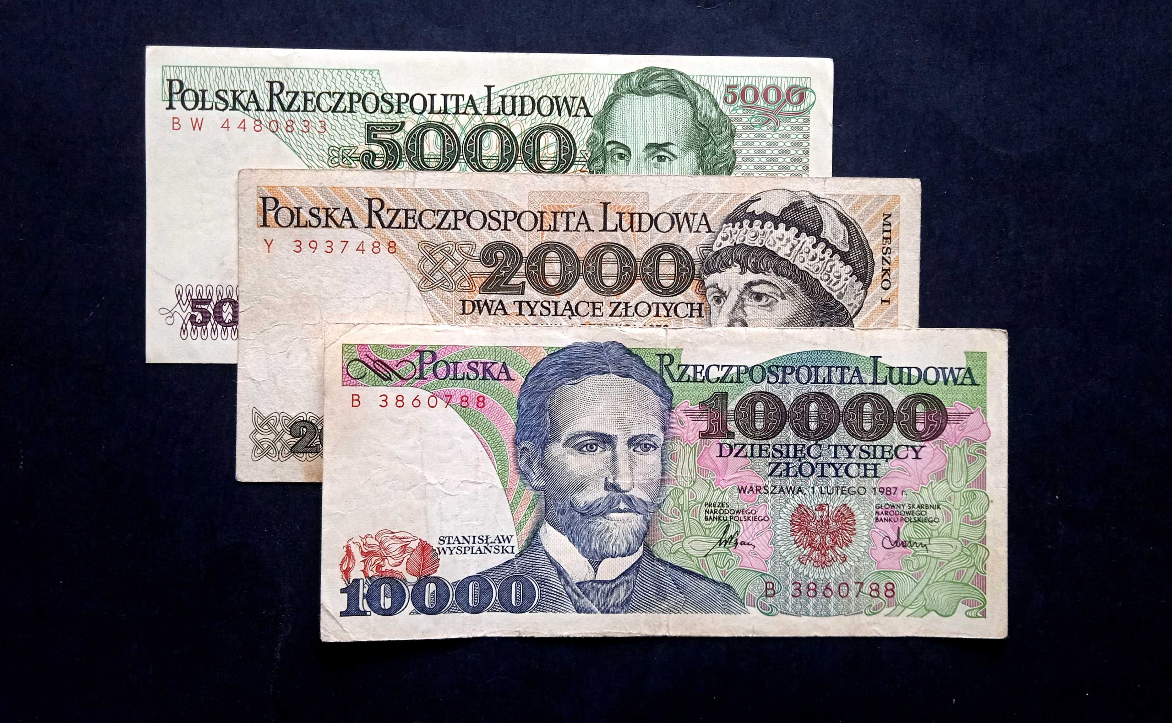 Banknoty PRL zestaw 2000/5000/10000  zł