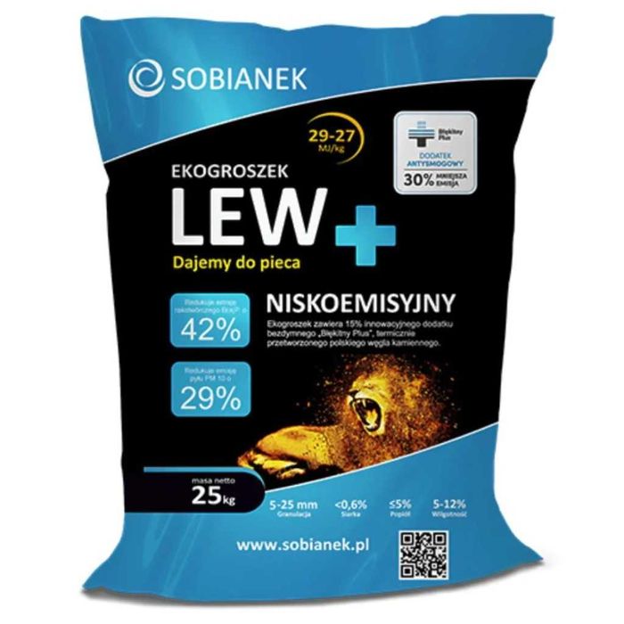 Ekogroszek Węgiel Groszek  LEW PLUS 27-29 MJ paczkowany 1 Tona