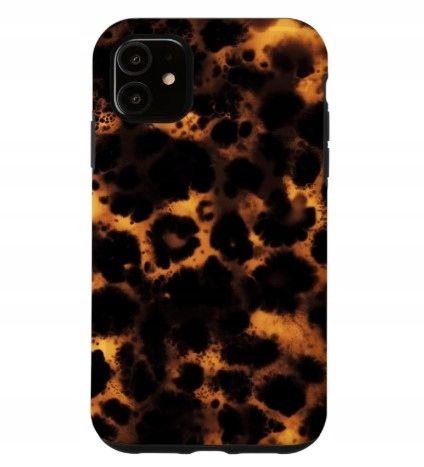 etui na iphone'a 11 w kolorze brązowym z nadrukiem pantery śnieżnej