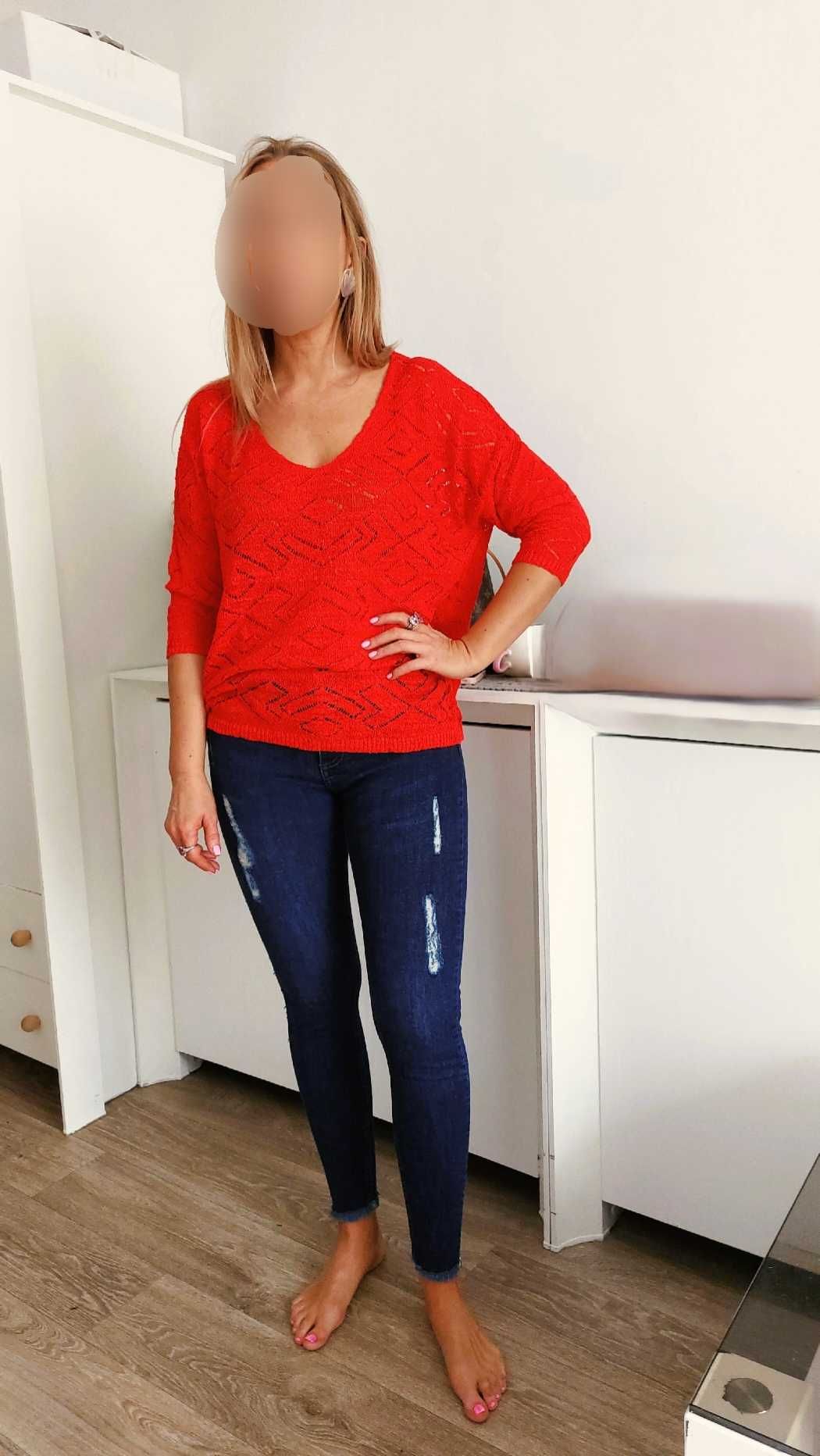 Bluzka sweterek czerwony Camaieu r.S  36