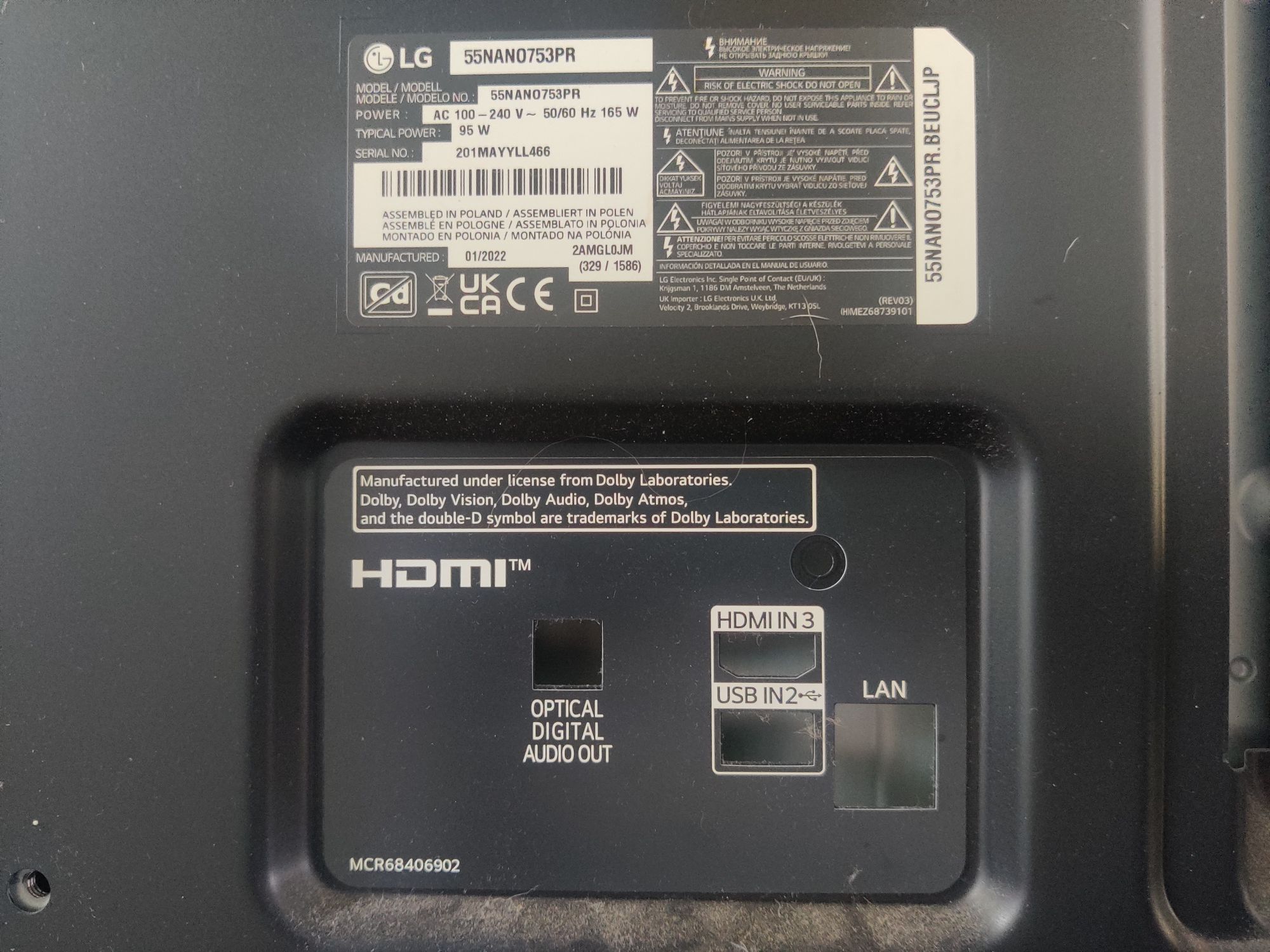 LG 55NANO753PR na części