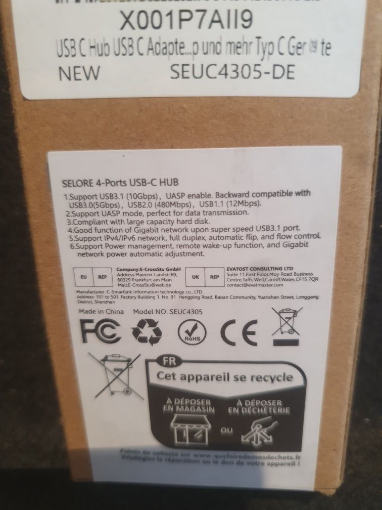 Adapter selore  USB 4 Ports  c Hub  seuc4305