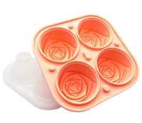 Silikonowa pomarańczowa foremka 3D róża, lodowe 4 róże foremka do lodu