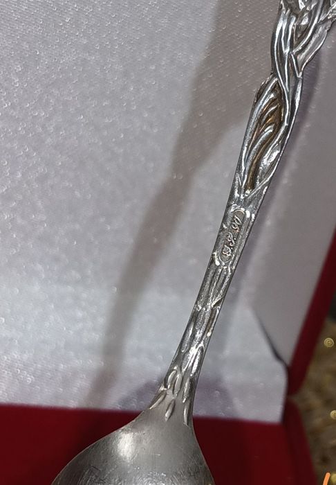 Srebrna Unikatowa antyczna Łyżeczka do cukru