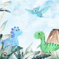 Fototapeta Dla Dzieci Dziecka Dinozaury Bajka 3D Twój Rozmiar + KLEJ