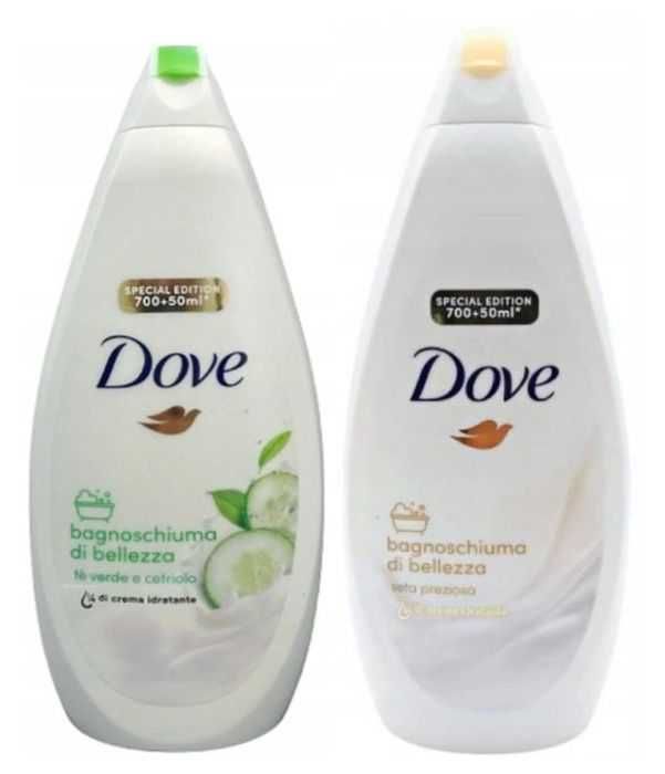 2x DOVE płyn do kąpieli pod Prysznic Ogórek i Herbata 750 ml+ Jedwab