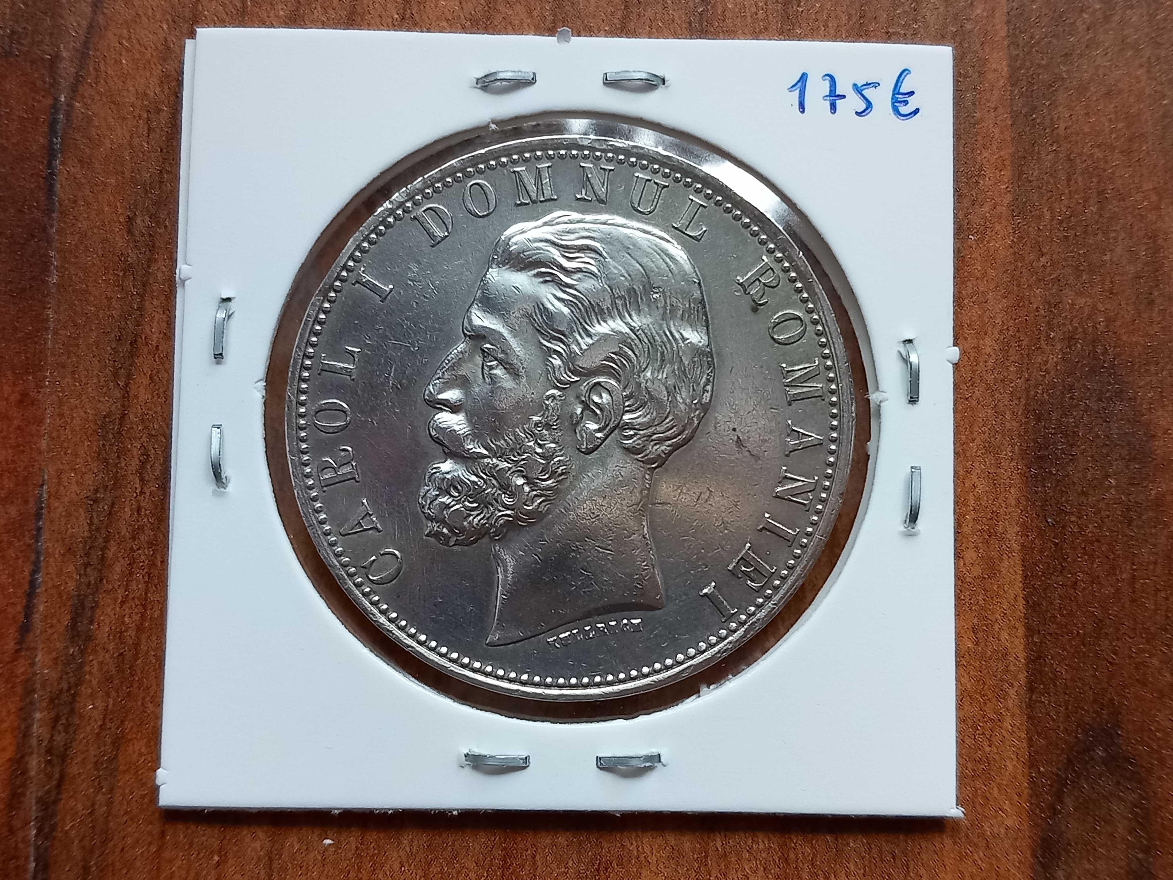 Moeda 5 Lei 1880 Roménia  - Bela!!!