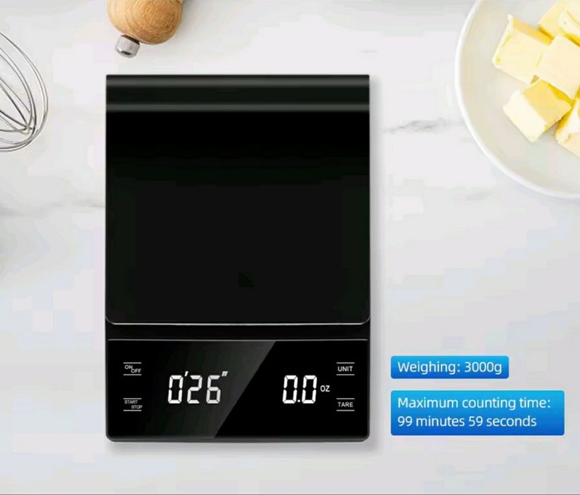 Весы для кофе с таймером кухонные до 3 кг / Ваги для приготування кави