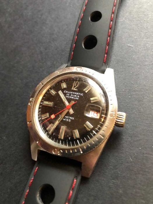 cauny caunymatic automático 25 rubis antigo relógio todo em aço pulso