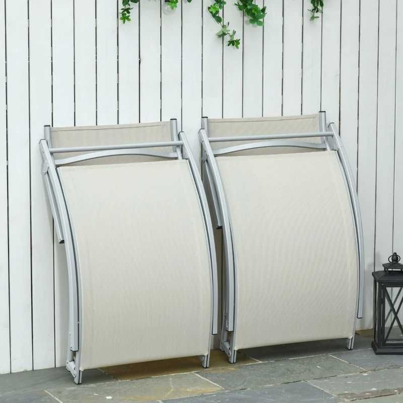 2 espreguiçadeiras ergonómicas dobráveis em forma de S - Bege