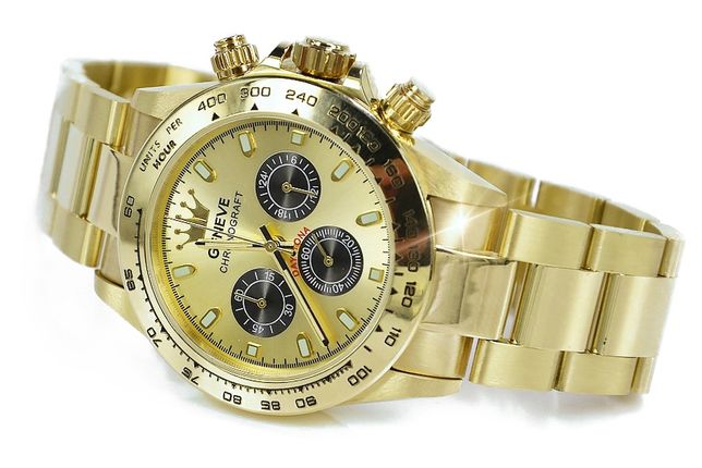 Złoty 14k 585 męski zegarek 103g "Rolex style WYJĄTKOWY mw014ydy2 S