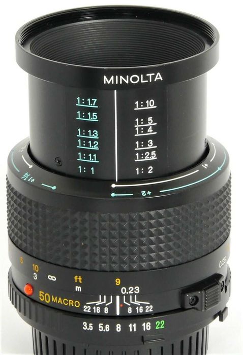 Minolta MD Macro 50mm 1:3.5 Lente