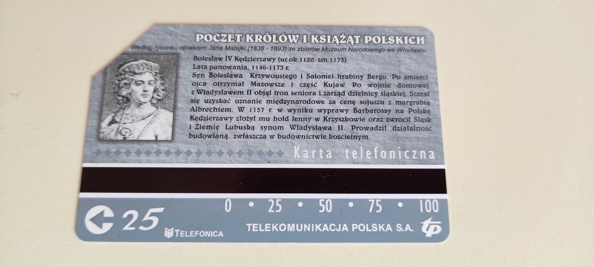 karta telefoniczna kolekcjonerska Bolesław Kędzierzawy