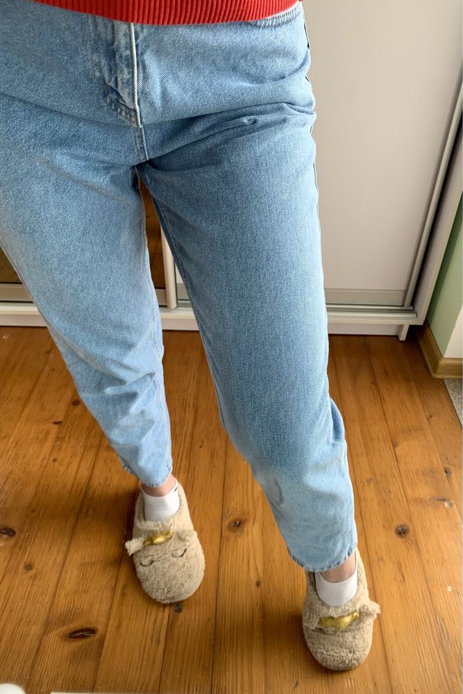 Блакитні нові Mom мом джинси штани на високій посадці