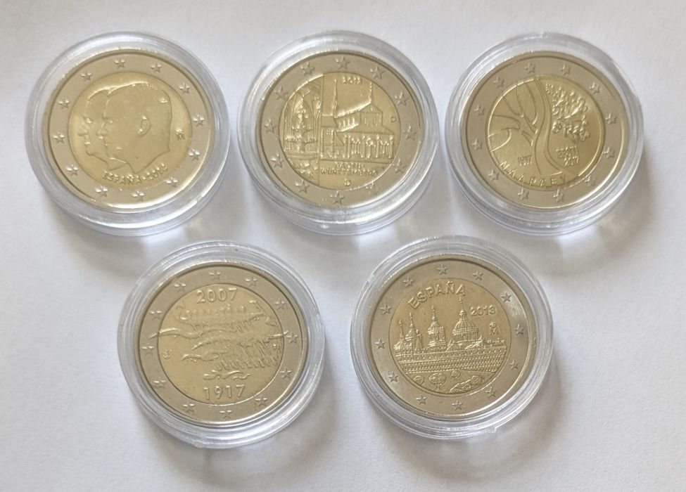 Lote 5 moedas comemorativas 2€