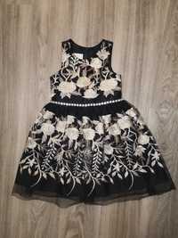 Czarna haftowana tiulowa sukienka Cinderella r 92-98