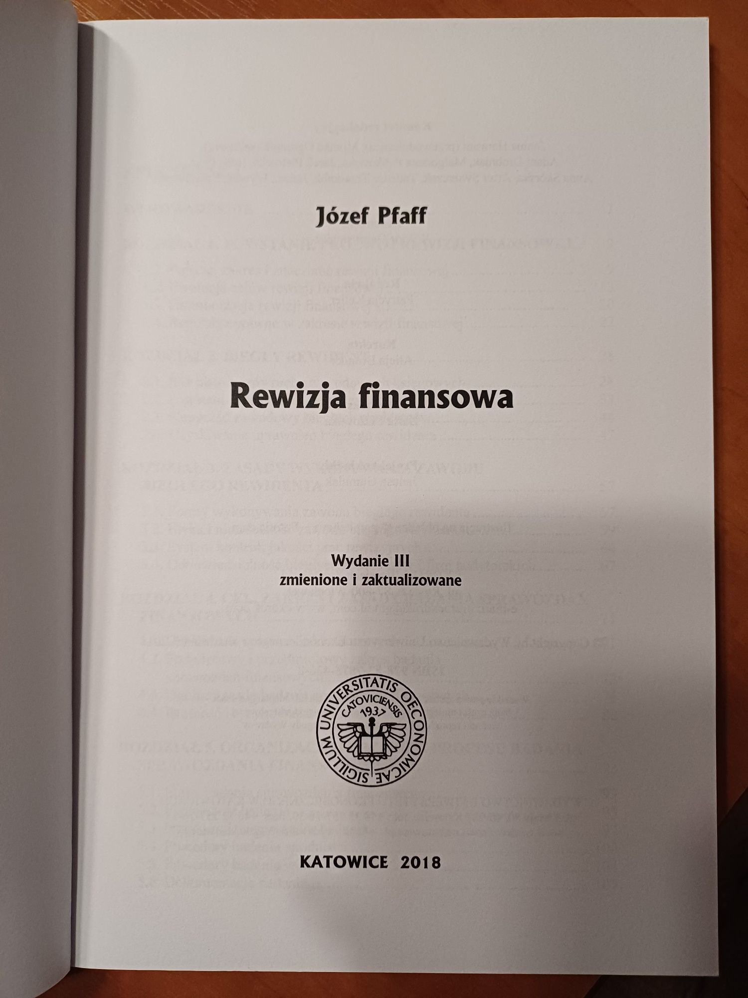 Książka Rewizja finansowa Józef Pfaff Wydanie III