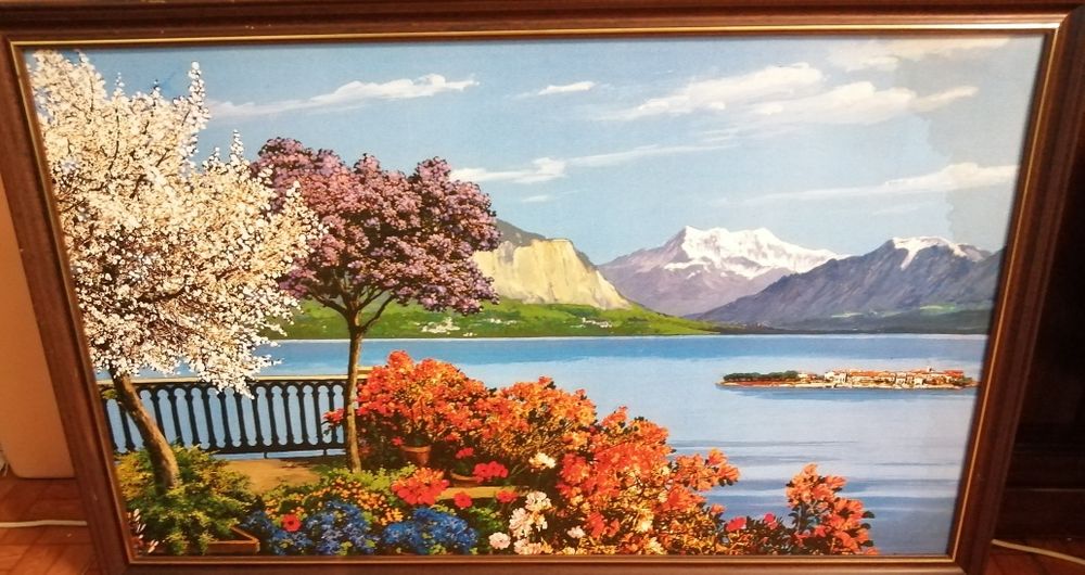 Quadro muito antigo com imagem paisagística