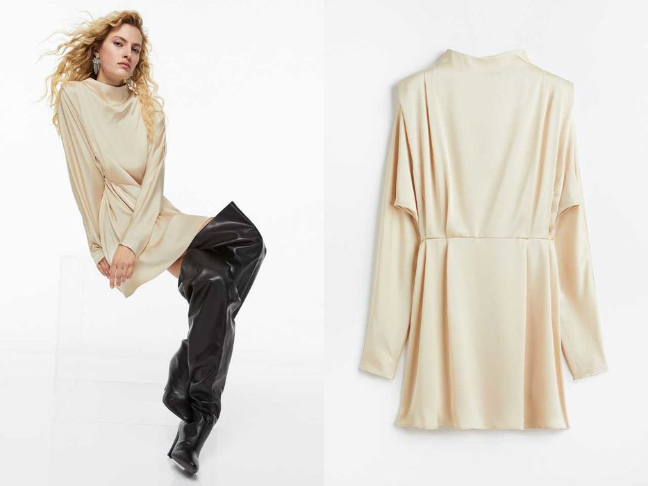 Сукня айворі атласна H&M