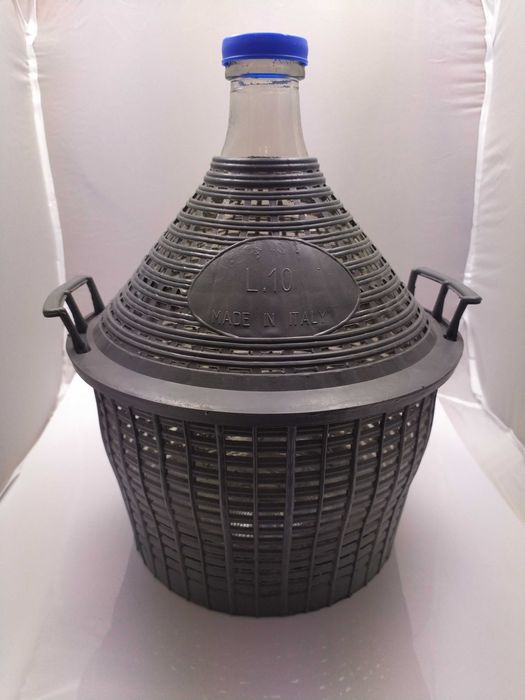 Balon szklany 10L w koszu na wino, nalewki, bimber