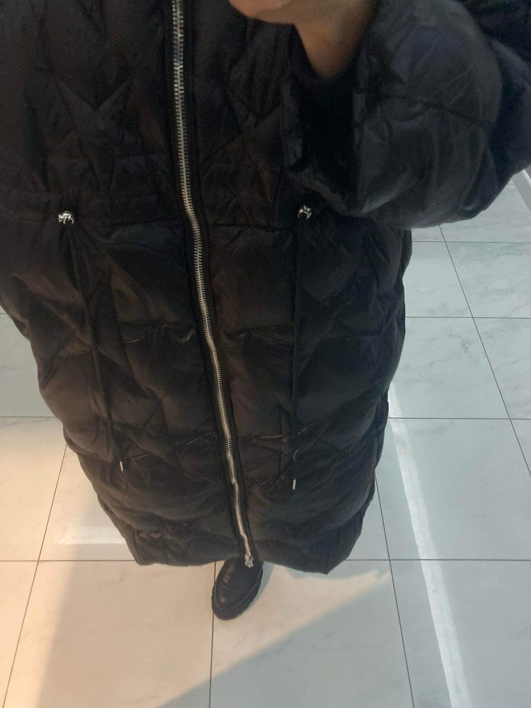 Płaszcz z futrem lisem naturalnym biust 124 rozm XL  2xl olalaX