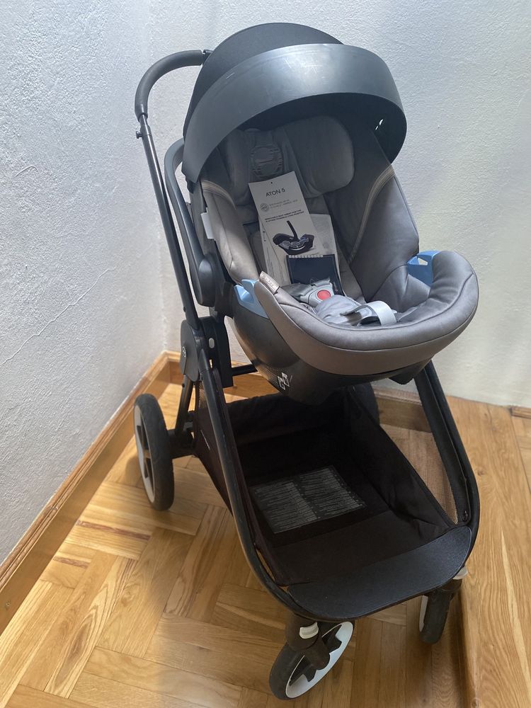 Wózek Cybex 3 w 1 głęboko - spacerowy Fotelik Cybex Aton 5 z bazą